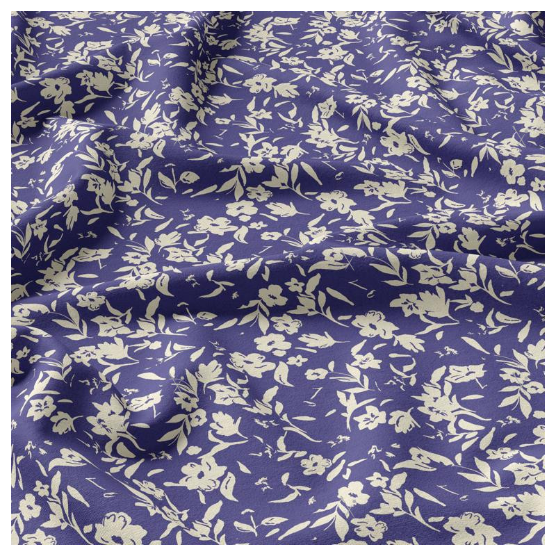 Printed Viscose AFIA Blue / Ecru